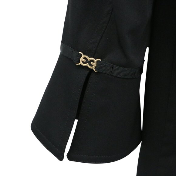 Escada Black Wool Pants Suit Blazer Jacket Gold Logo Detail 42 US 12 - Picture 6 of 8